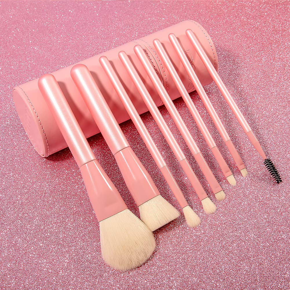Pink - 9 pcs Makeup Brushes Set con estuche